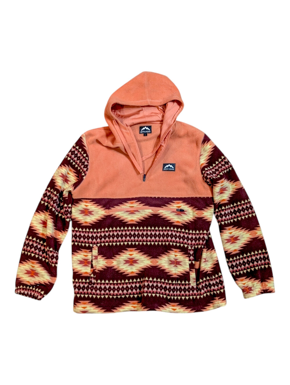 Massive Outdoor Southwestern Geometric Fleece Half Zip Hoodie L
